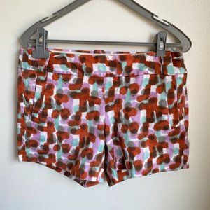 J Crew Shorts Side Zip Size 2 Stretch Watercolor Summer Pants
